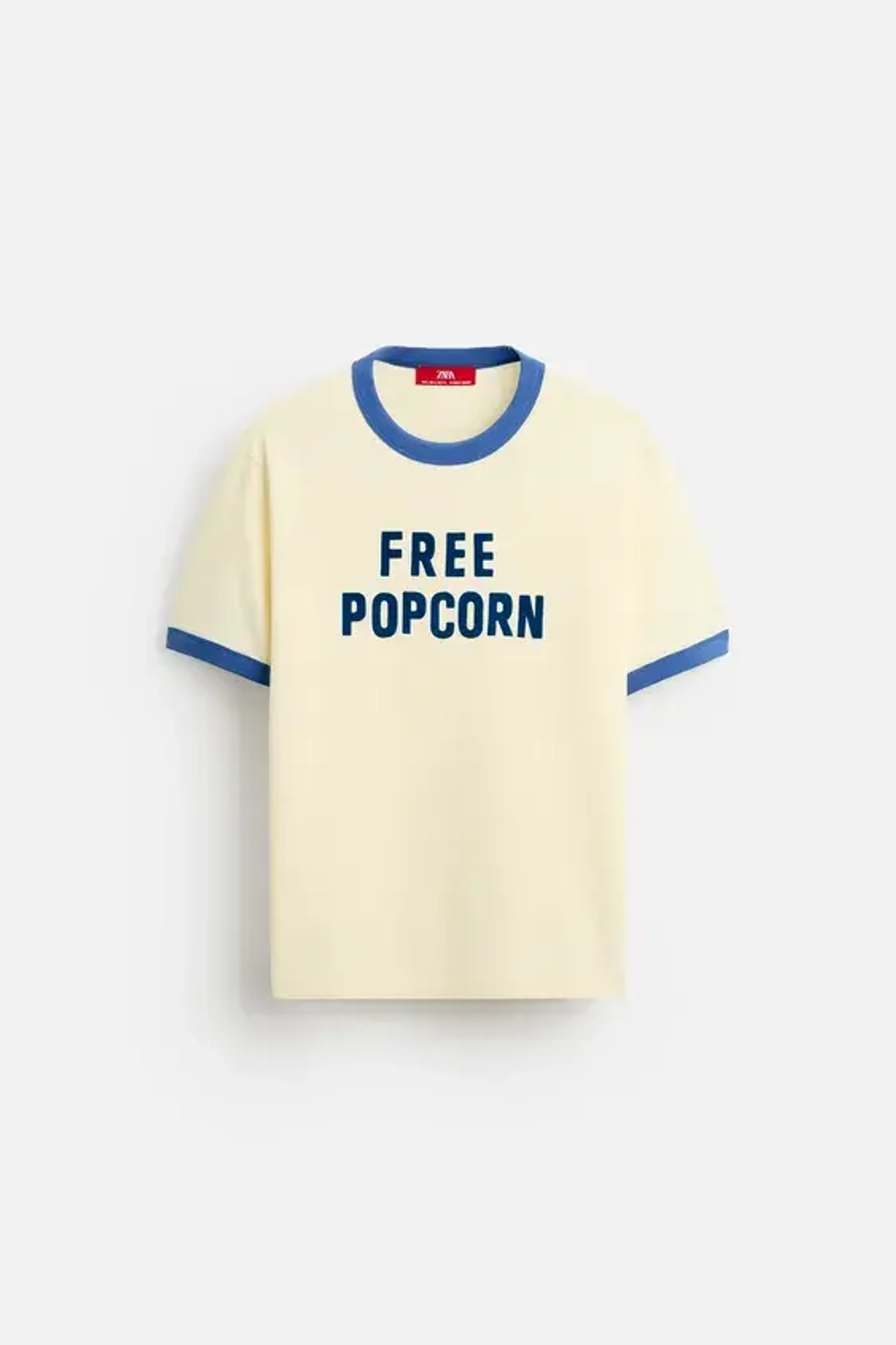 ZARA Х HARRY LAMBERT ФУТБОЛКА С КОНТРАСТНОЙ НАДПИСЬЮ, ЖЕЛТОВАТО-БЕЛЫЙ