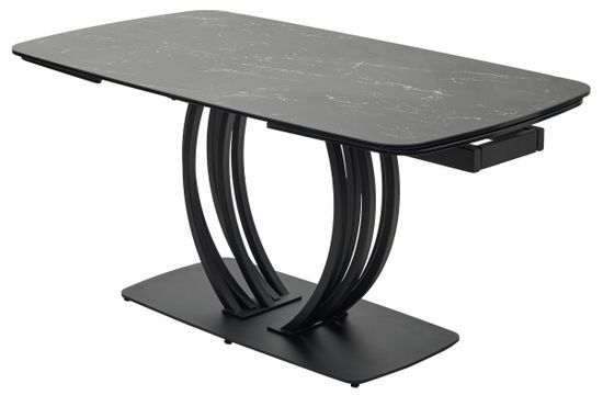 Стол MALTA 160 NERO KL-116 Черный мрамор матовый, итальянская керамика/ черный каркас