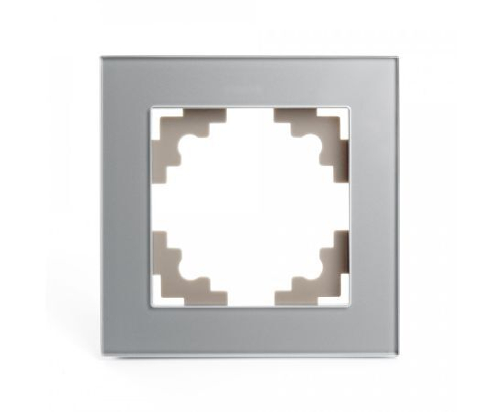 Рамка 1-местная, СТЕКЛО ГЛЯНЕЦ, серия Катрин, GFR00-7001-03, серебро, STEKKER 39531