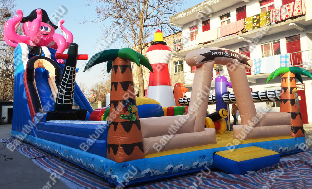 Коммерческий надувной батут "Пиратский парк" 15*7*8 м