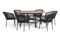 "Рио" обеденная группа на 6 персон, стол HPL "дуб", цвет темно-серый