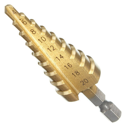 Сверло ступенчатое HSS-TiN с прямым желобком, 4-20, 1/4" Makita D-40129