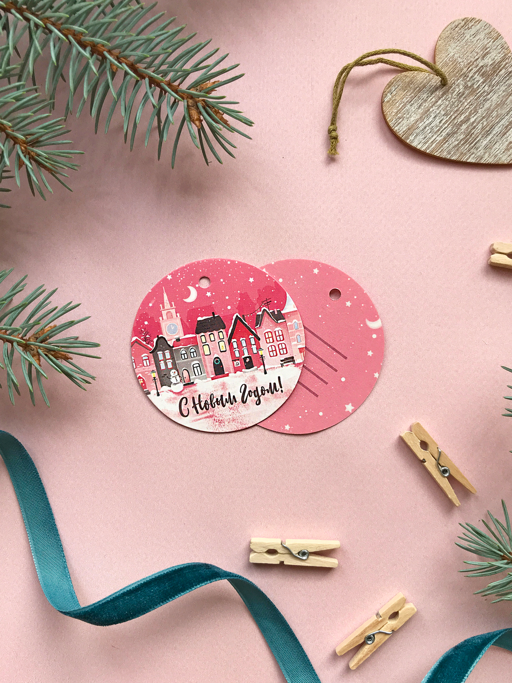Бирка на подарок «Зимний город», 5,8 × 5,8 см