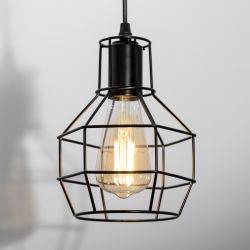 Светильник подвесной (подвес) ЭРА PL11 BK металл, E27, max 60W, высота плафона 220мм, подвеса 730мм, черный