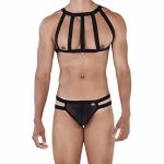 Мужской комплект черный тонги и сбруя (портупея) Pikante THONG HARNESS PERSONALITY 033111