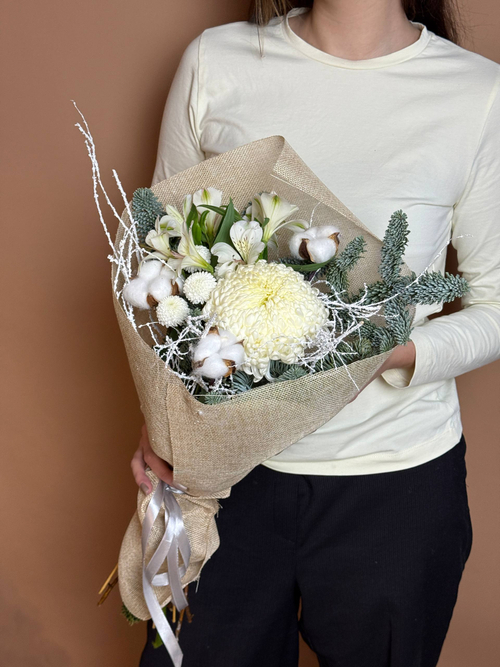 Букет "Северное Сияние", Нобилис, хризантема, альстромерия