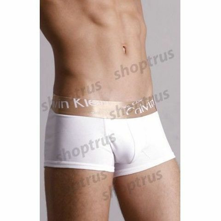 Мужские трусы боксеры косые буквы белые Calvin Klein Boxer Bronze White