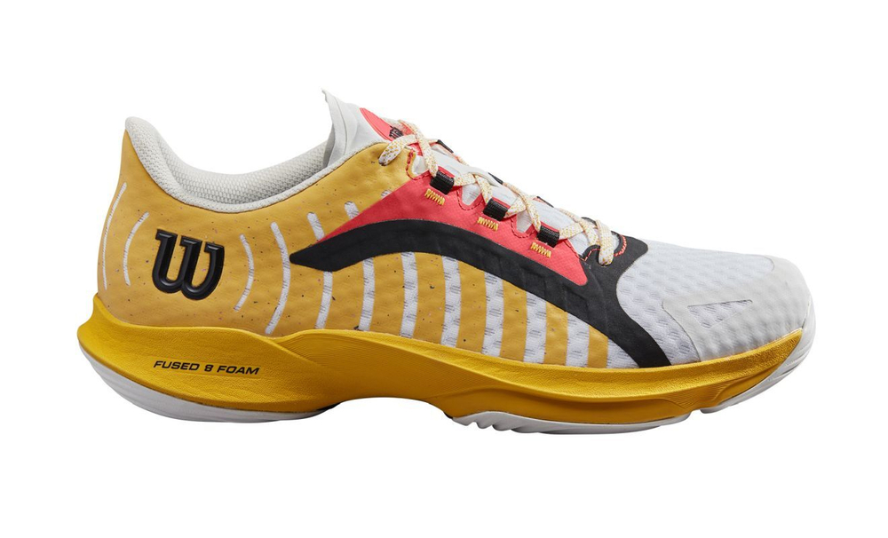 Мужские кроссовки для Падел Wilson Hurakn Pro - white/old gold/fiery coral
