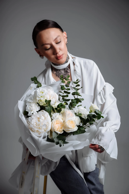 Букет авторский "Ванильный чизкейк" размер M