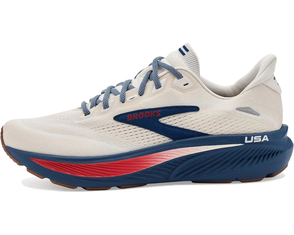 Кроссовки для бега Brooks Ghost 18 - Coconut/Red/Blue