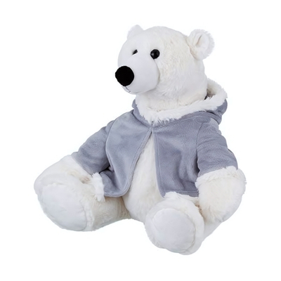 Полярный мишка в меховом пальто с капюшоном 23*15*15см. в пакет (Relana)