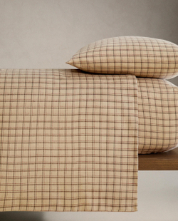 Zara Home - Простыня фланелевые клетчатые брюки, бежевый, 90х200х30 см