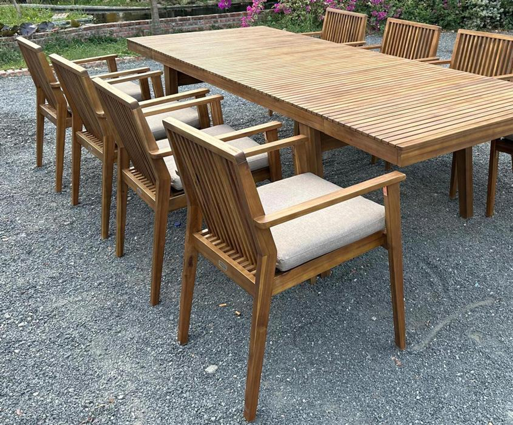 Обеденный стол из акации MONA раздвижной 179/263 см