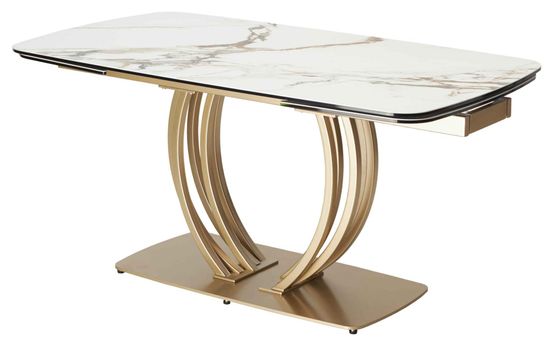 Стол MALTA-160 Контрастный мрамор матовый / каркас цвета шампань