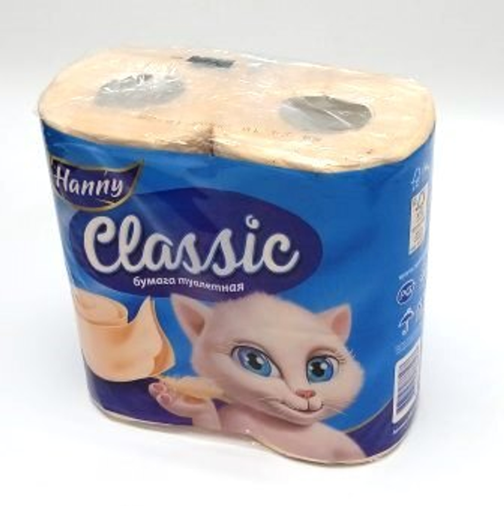 HANNY Classic Туалет бумага Абрикос 2-хслойн 4рулона 17.5 м