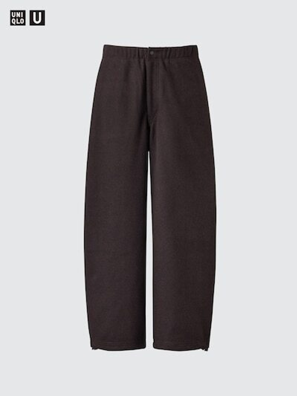 UNIQLO ШИРОКИЕ БРЮКИ С НАЧЕСОМ, КОРИЧНЕВЫЙ