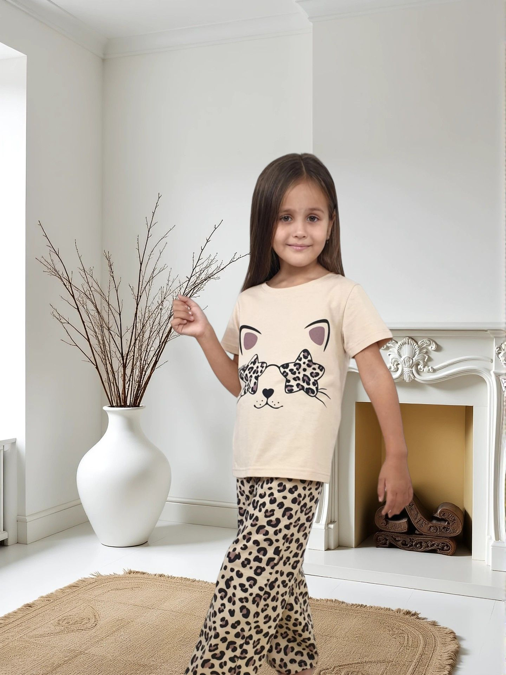 7-56-2 Пижама для девочки (фуфайка и брюки)