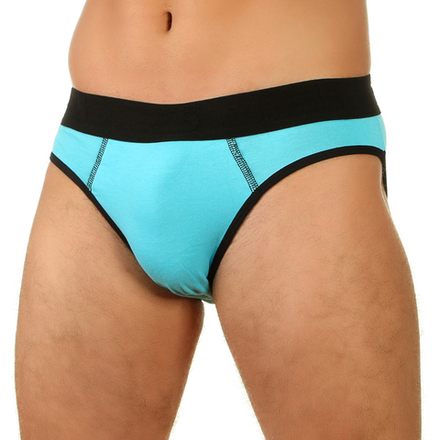 Мужские трусы слипы бирюзовые с черной окантовкой E5 Underwear Cotton