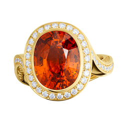 Кольцо со Спессартином и Бриллиантами, R0144-2/3