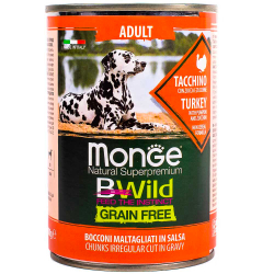 Monge Dog Bwild 400 г (индейка с тыквой и кабачками) - беззерновые консервы для взрослых собак всех пород