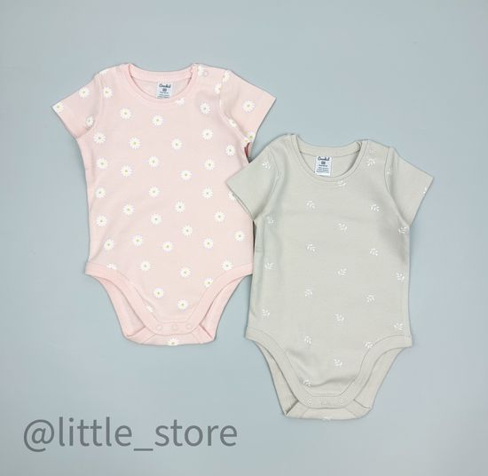 Комплект боди с коротким рукавом, Веточки/ромашки