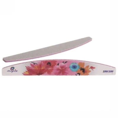 Пилка для ногтей наждачная в пакете «Professional - Flowers» абр. 100/100, полумесяц, цвет в ассортим., 17,8*2,8*0.04см
