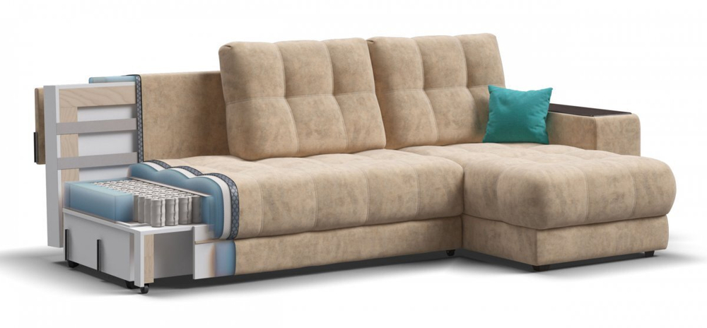 Угловой диван Босс ХЛ Велюр Роял шампань