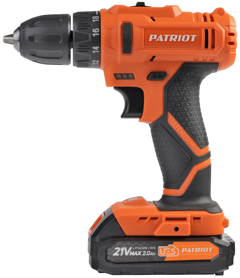 Дрель-шуруповерт акк.PATRIOT BR 189UES, две АКБ Li-Ion 18В, 2,0 Ач, 29Нм, кейс (180301549)