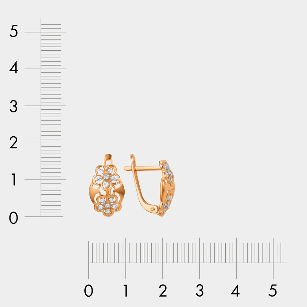 Серьги с фианитами для женщин из розового золота 585 пробы (арт. 40115000)