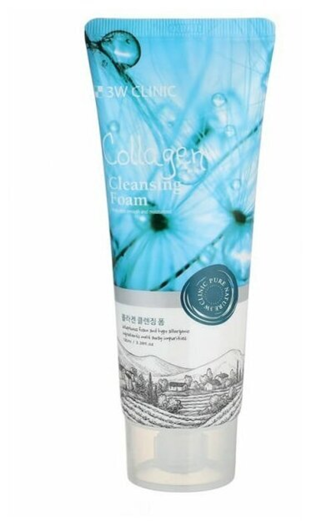 3W Clinic пенка для лица Charcoal Cleansing Foam, 100 мл, 100 г