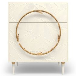 Комод Арт Колор leaves Классик Голд с 3 ящиками Кремовый белый