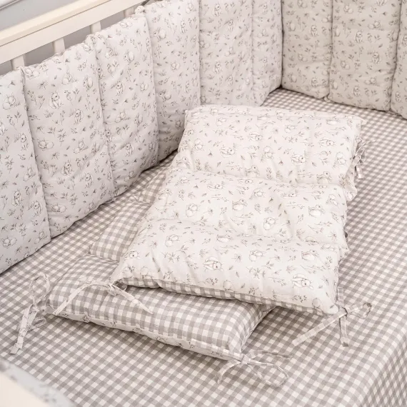 Комплект постельного белья Lollycottons Кролик Лаппин 6 предметов, Серый