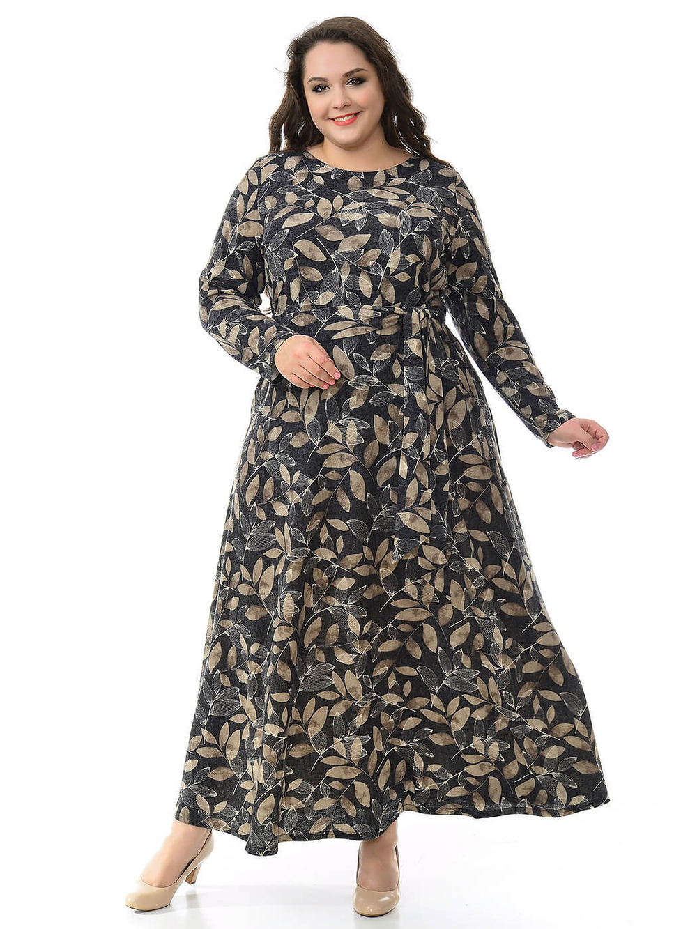 Длинное платье из джерси Листья