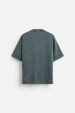 ZARA ТОЛСТОВКА RELAXED FIT С ЭФФЕКТОМ ПОТЕРТОСТИ, ЛИНЯЛЫЙ НЕФТЯНОЙ