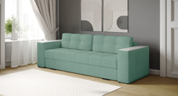 Диван раскладной Виконт, мятный/мдф холст белый