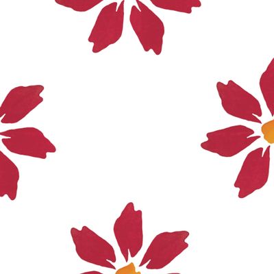 Акварельные цветы: красный и желтый.