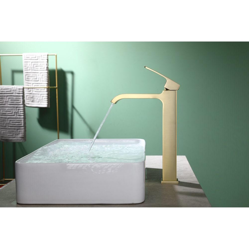 Смеситель для раковины высокий Raglo R02.15.03, золотой сатин