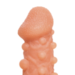 Телесная закрытая насадка  17,6см с шариками Kokos Cock Sleeve 010 Size L