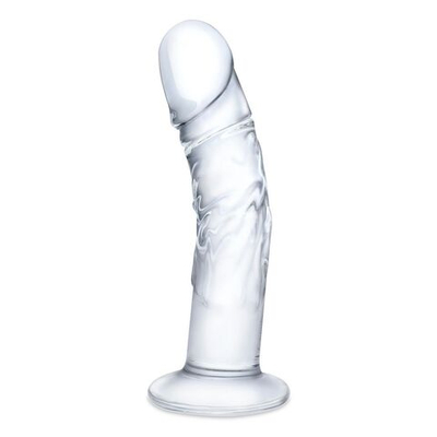 Стеклянный фаллоимитатор из стекла 7’’ Curved Realistic Glass Dildo With Veins - 15,9 см. (Цвет: прозрачный)