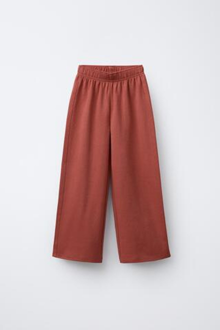 ZARA ОДНОТОННЫЕ БРЮКИ INTERLOCK, ЧЕРЕПИЧНЫЙ