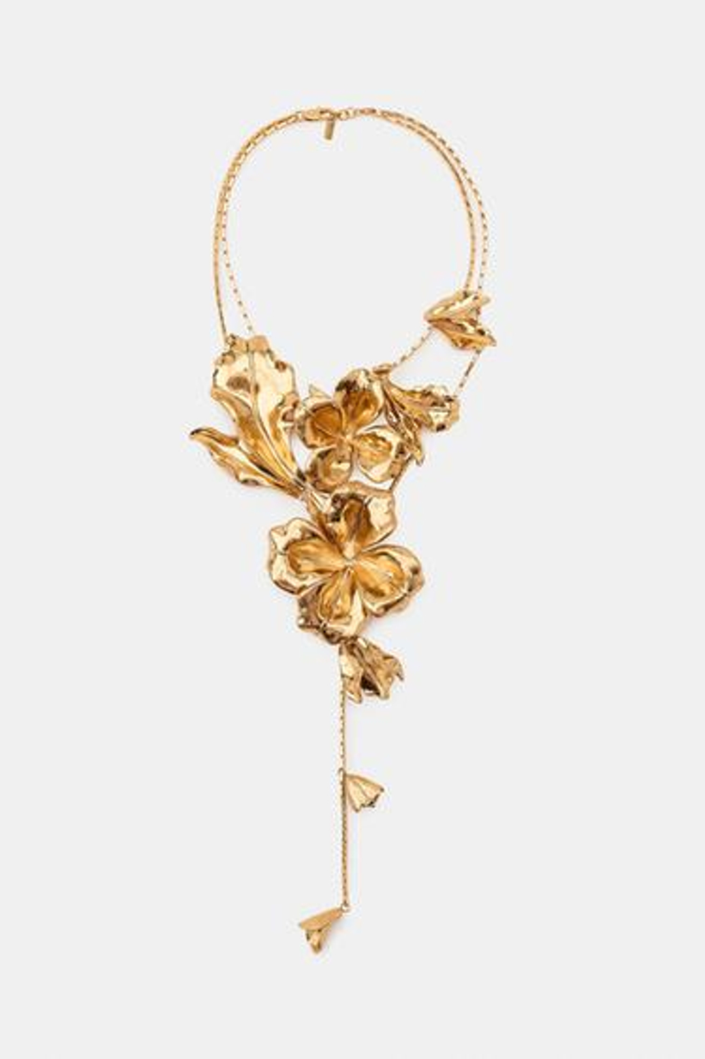 ZARA ДВОЙНОЕ МЕТАЛЛИЧЕСКОЕ КОЛЬЕ С ЦВЕТАМИ, ЗОЛОТИСТЫЙ