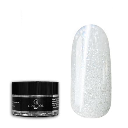Grattol Camouflage Gel White Glow 01 - Гель моделирующий молочный с шиммером, 15 мл