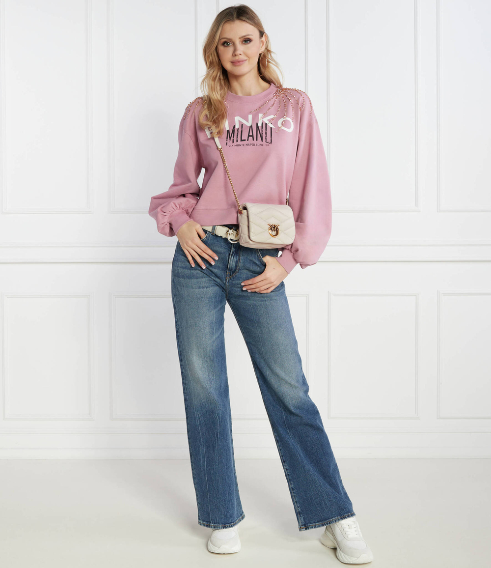 Кожаная сумка-мессенджер LOVE CLICK PUFF BABY SHEEP Pinko - белый(101584 A1ET)