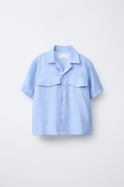 ZARA РУБАШКА ИЗ МОДАЛА, СИНИЙ