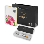 Подарочный набор: Шариковая ручка Parker IM Premium K318 Pearl GT и Ежедневник недатированный белый