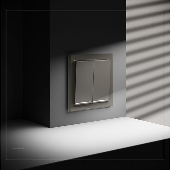 Выключатель встраиваемый Voltum S70 двухклавишный с подсветкой 10А, (шелк) VLS020204