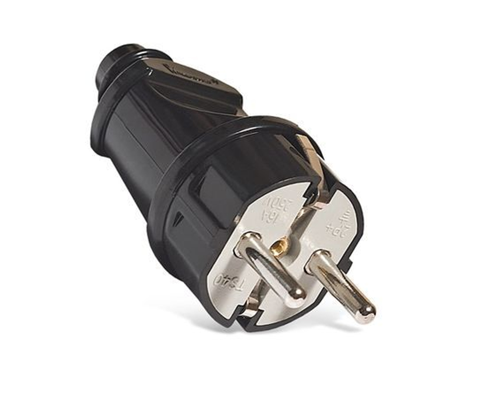 UNIVersal Вилка прямая с/з черная 16А 250В А1010