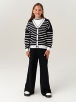 Кардиган для девочки в школу AT1010 черно-белый