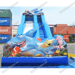 Надувная наземная водная горка «Красивые акулы», 11*4,5*6 м