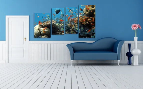 Модульная картина "Рыбный переполох"